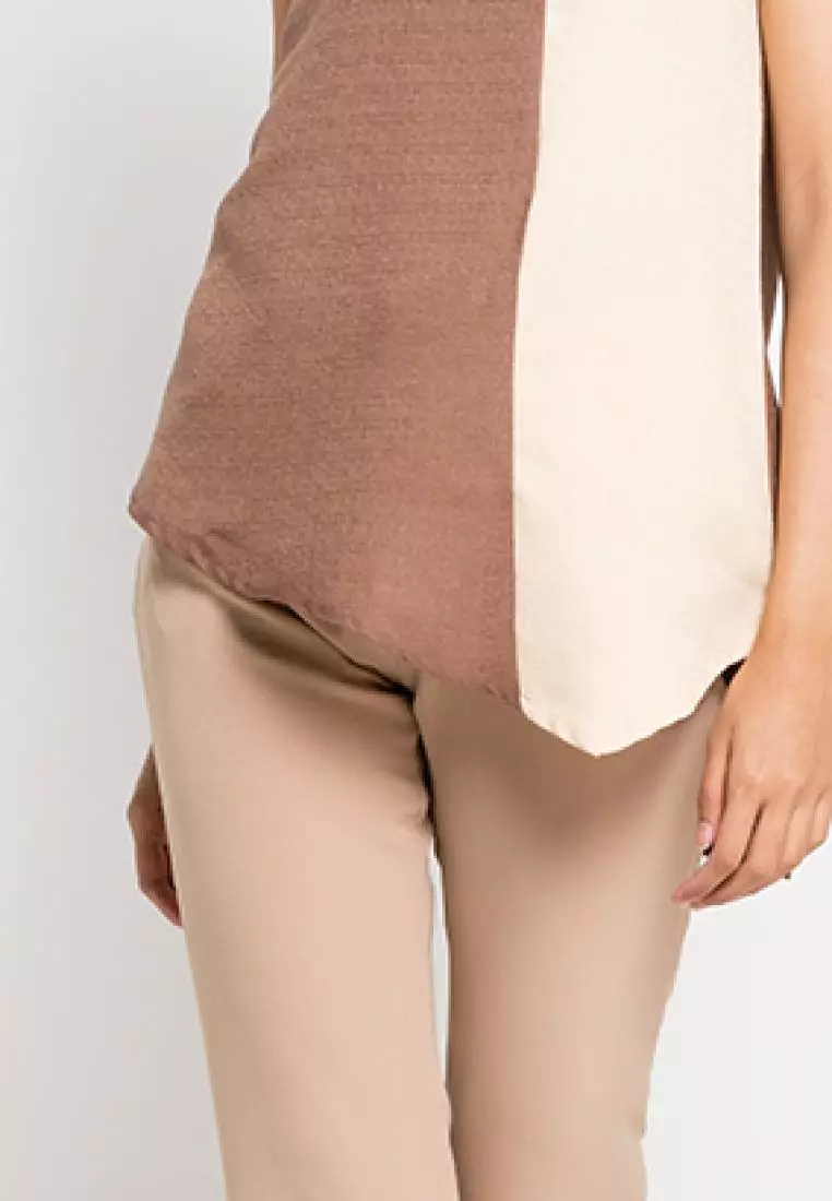 Spohistix Nola Assymetrical Blouse in Beige and Brown