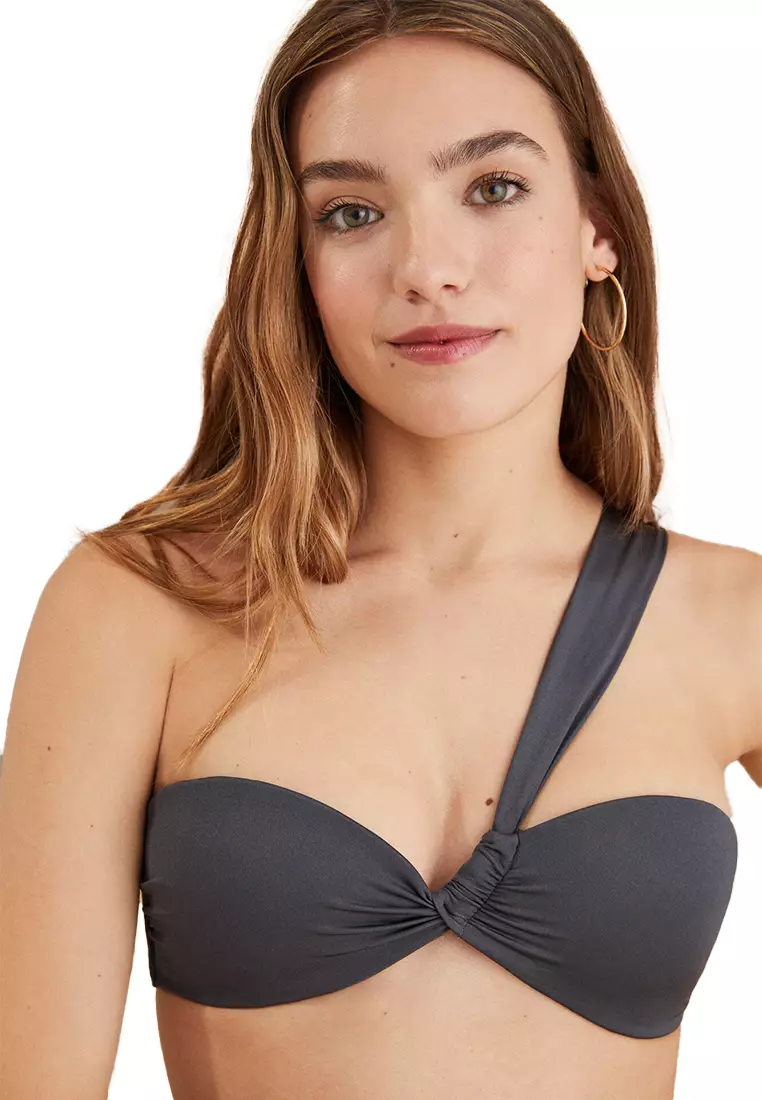 Grey cheap bandeau bikini