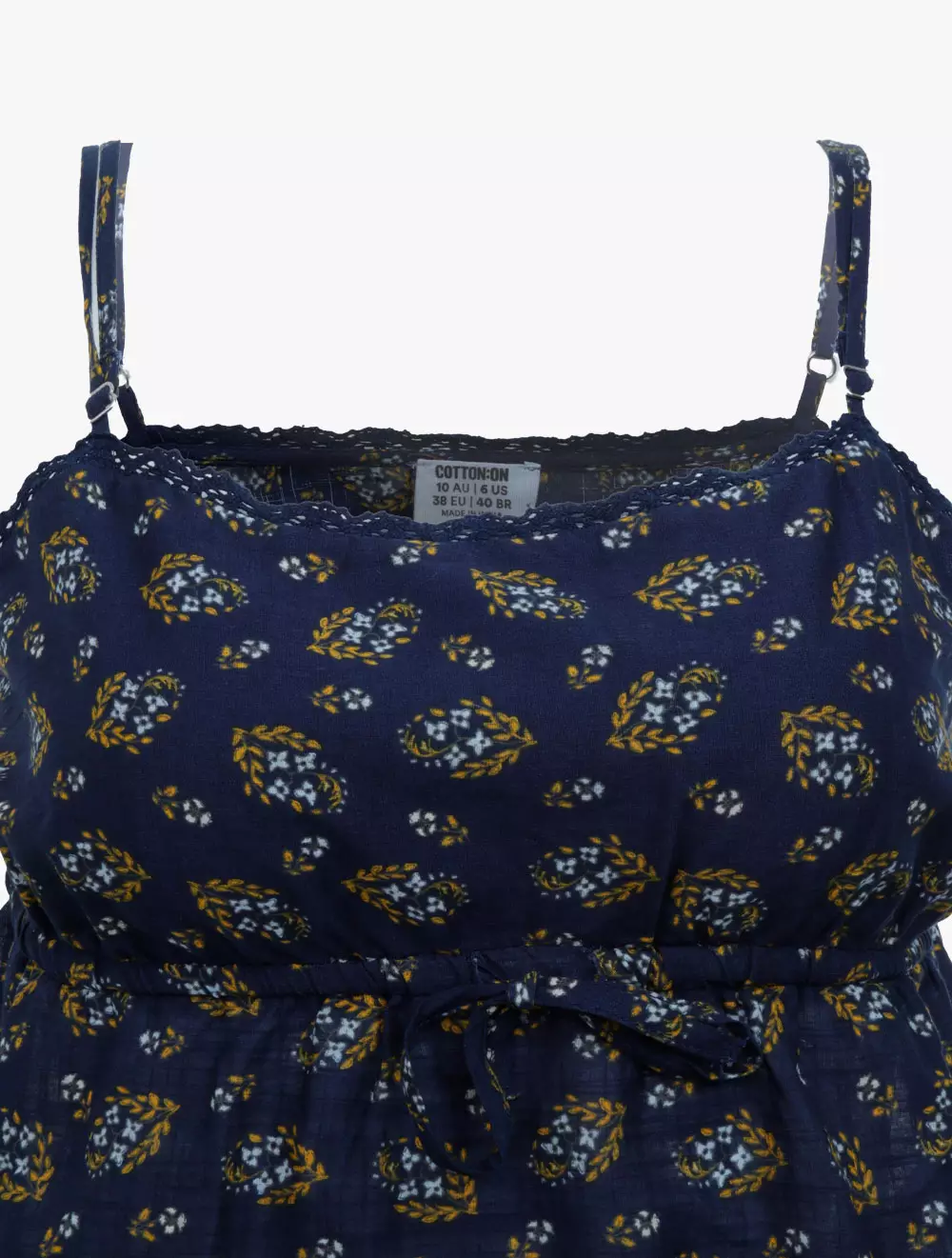 Cotton On - SHIRTS/BLOUSES - Cotton Lace Straight Neck Cami - STELLA PAISLEY WINTER NIGHT