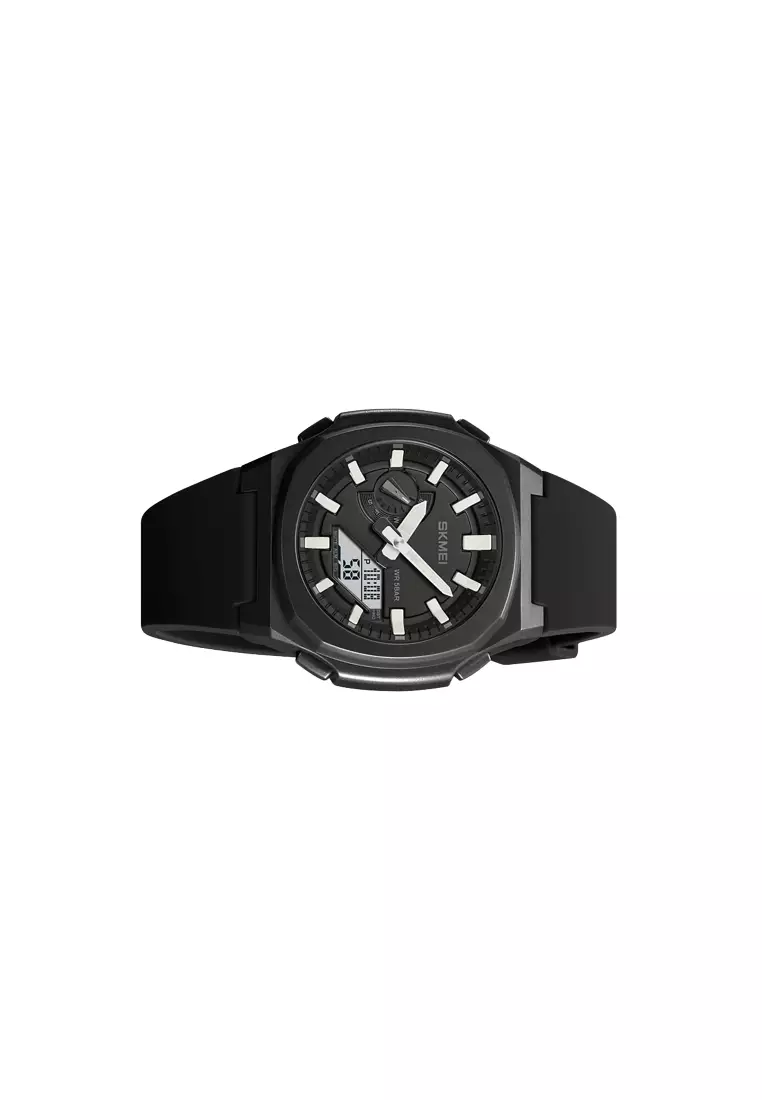 Jam Tangan Digital Analog Pria Black White ORIGINAL