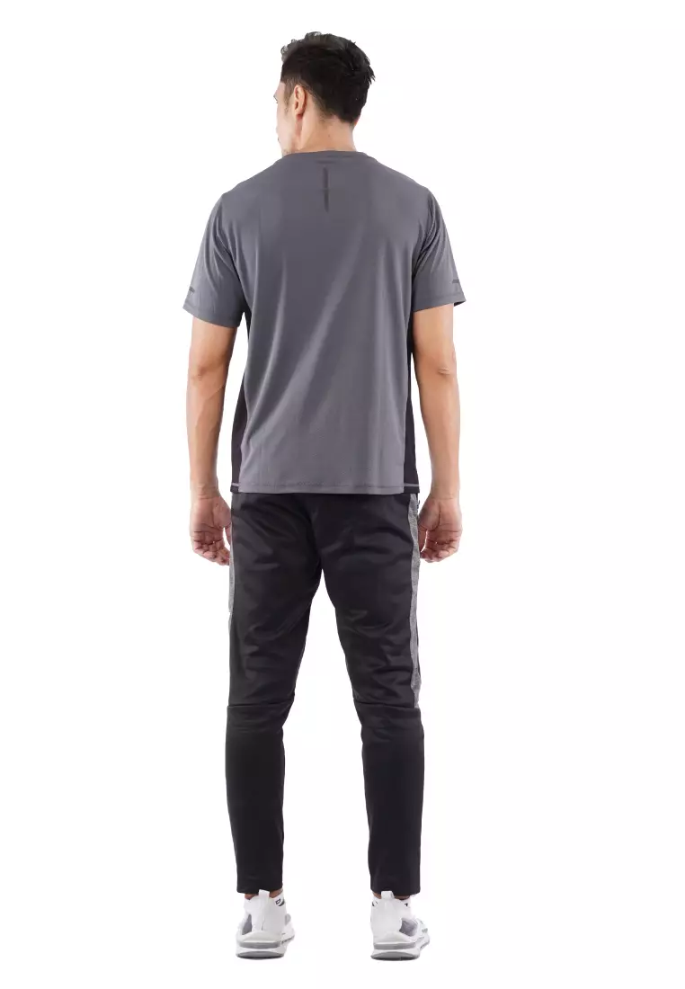 Tiento Setelan Olahraga Kaos Lari Dry Fit Short Sleeve Xlite Grey Lengan Pendek Baju Running Celana Panjang Training Gym Fitness Sport Extra Lite Black