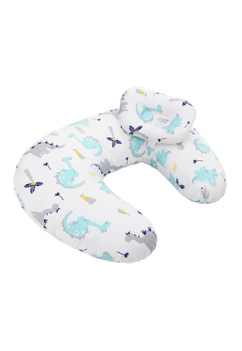 Little Tots Ph black Cotton Nursing Pillow Dino Light Blue 50B36ES1E1999BGS_1