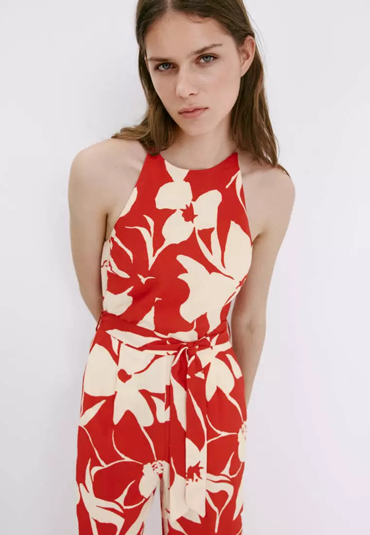 Floral Print Jumpsuit With Belt