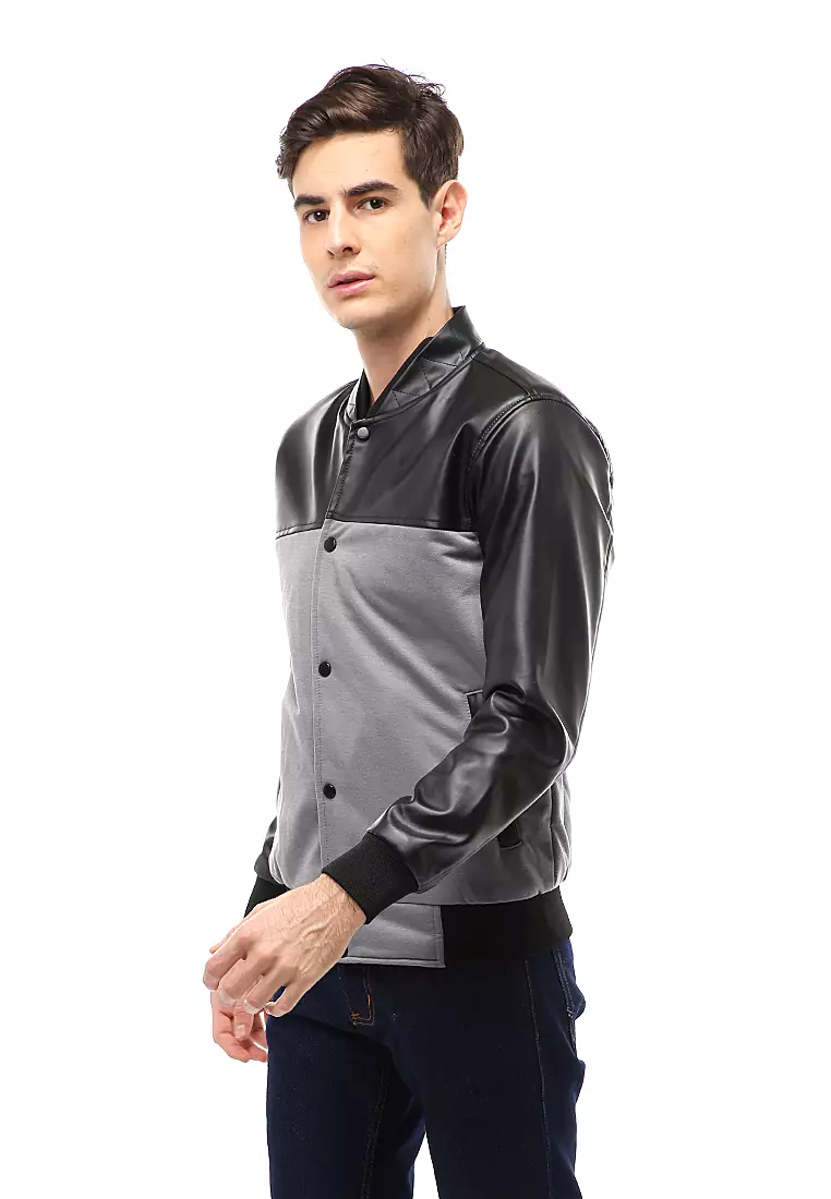 Halbert Outerwear Jaket Kulit Pria Elegant Material Leather ORIGINAL - Grey
