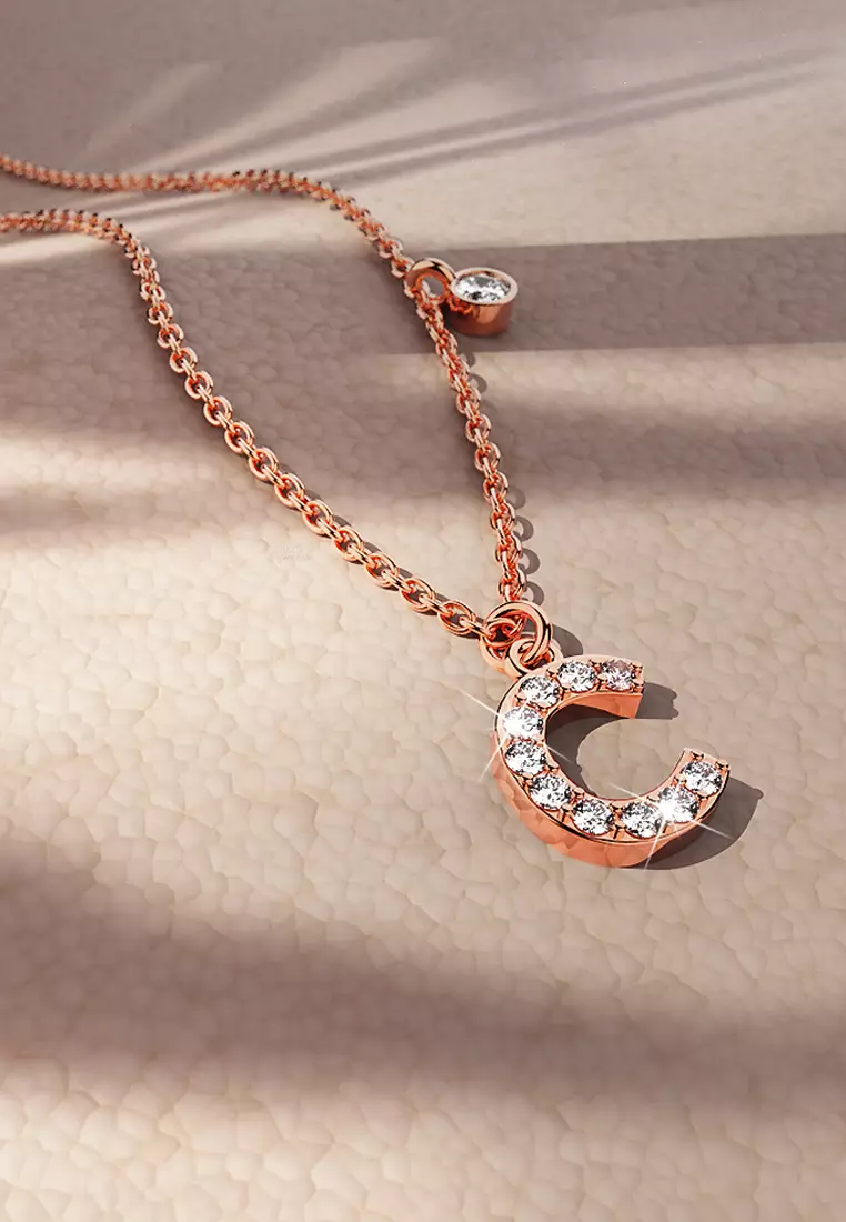 Letter c necklace hot sale rose gold