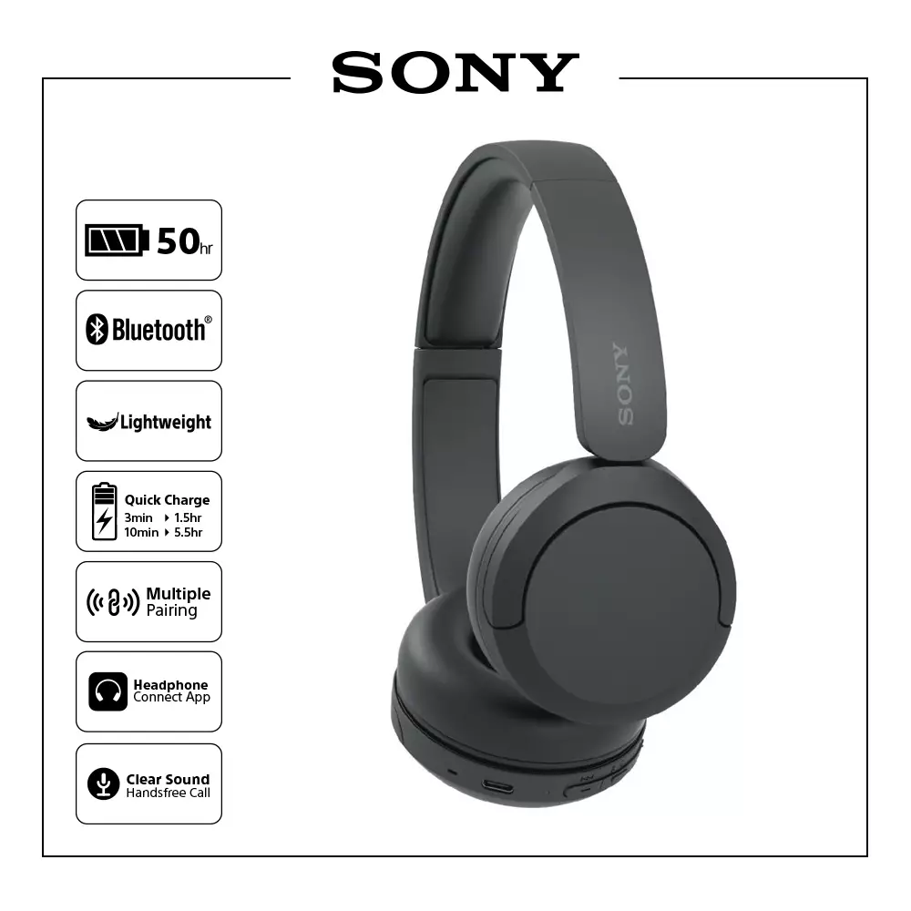 Promo Sony WH-CH520 Wireless Headphone Sony WHCH520 CH 520 Headphones -  BLACK, PAKET A - Jakarta Pusat - Ixuspro