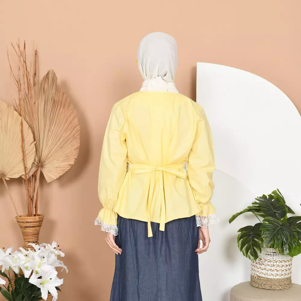 Binar Blouse Atasan Renda - Soft Yellow M20029 R25S3