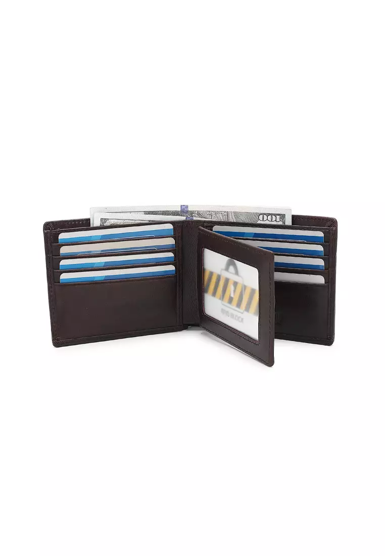 Genuine Leather RFID Short Wallet - Brown