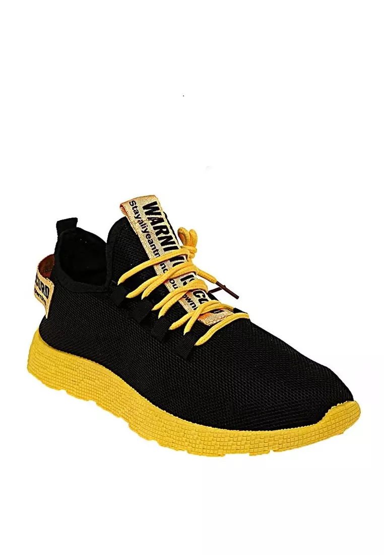 Chayton Sepatu Olahraga Pria Sneakers Warning Two Tone Casual Sport Shoes Material Fabric ORIGINAL - Black yellow