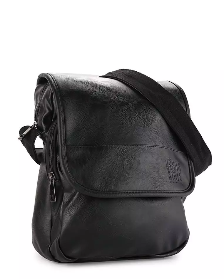 Distressed Leather Courier Crossbody Bag