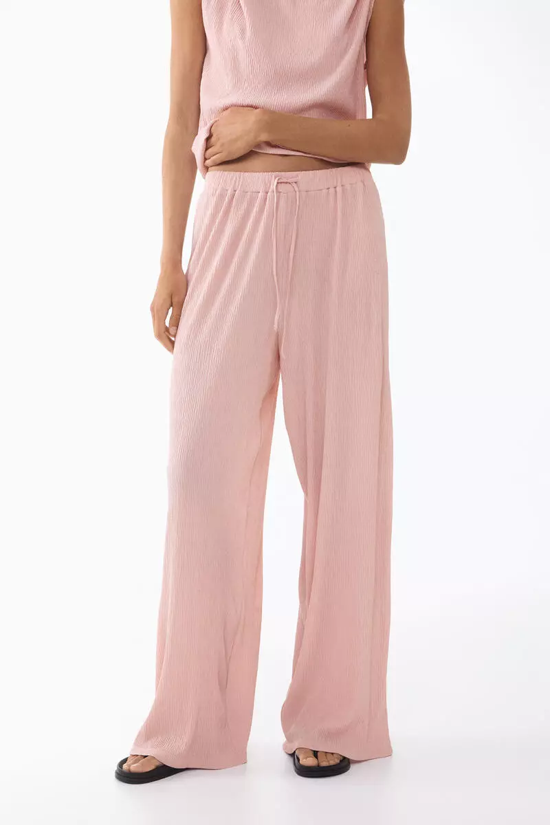Crinkled drawstring trousers
