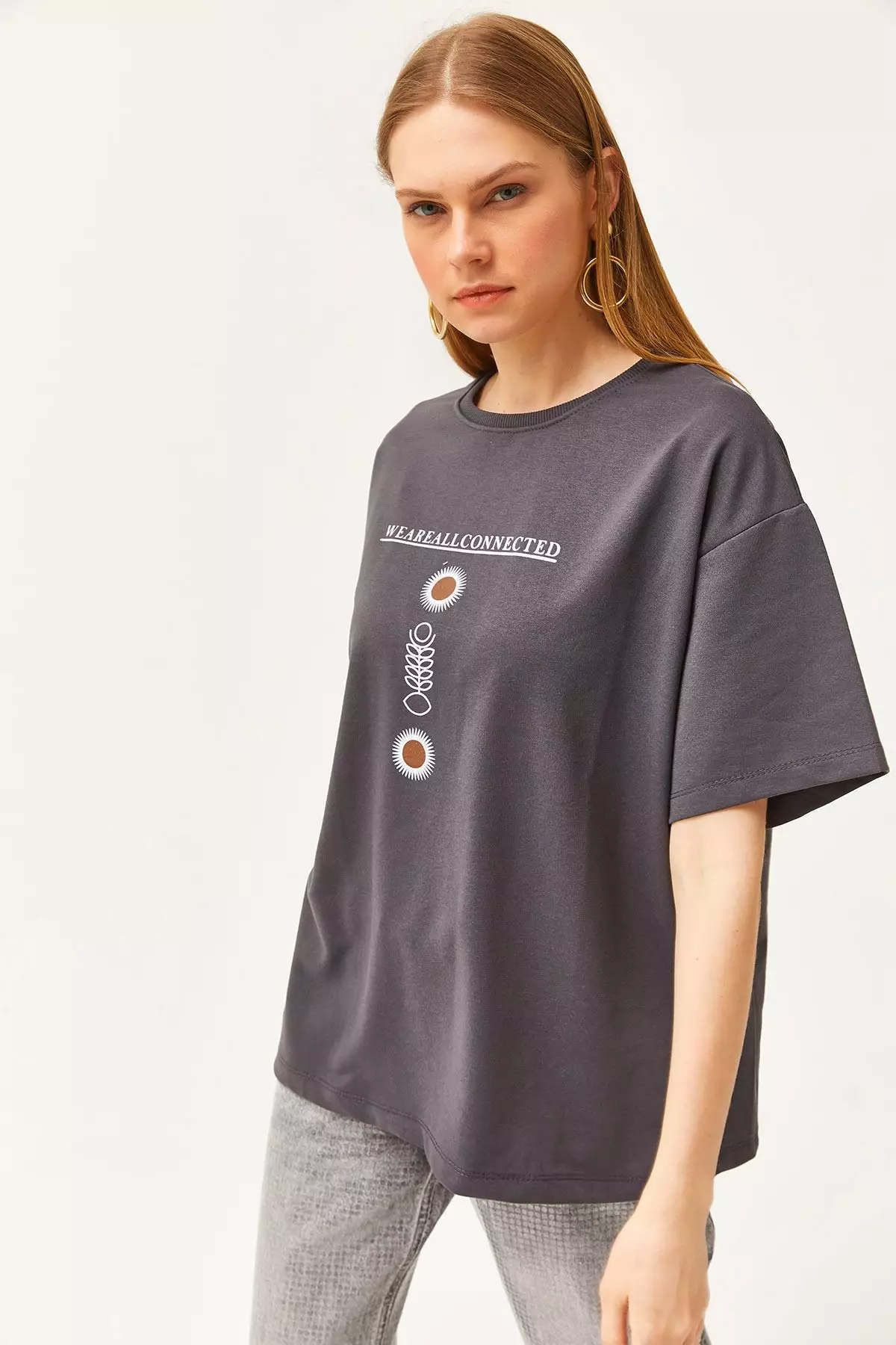 Symbol Front Back Printed 2 Thread Unisex Oversize T-Shirt