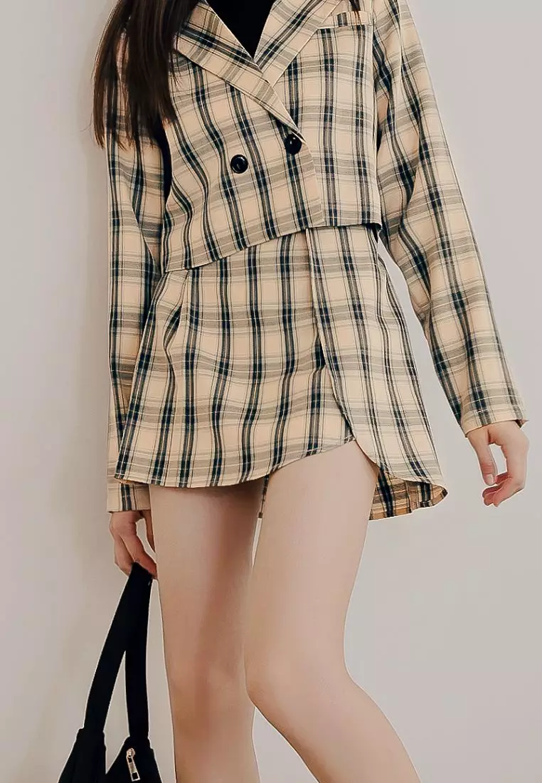 時髦高腰蘇格蘭格紋百褶短裙《CA2655》