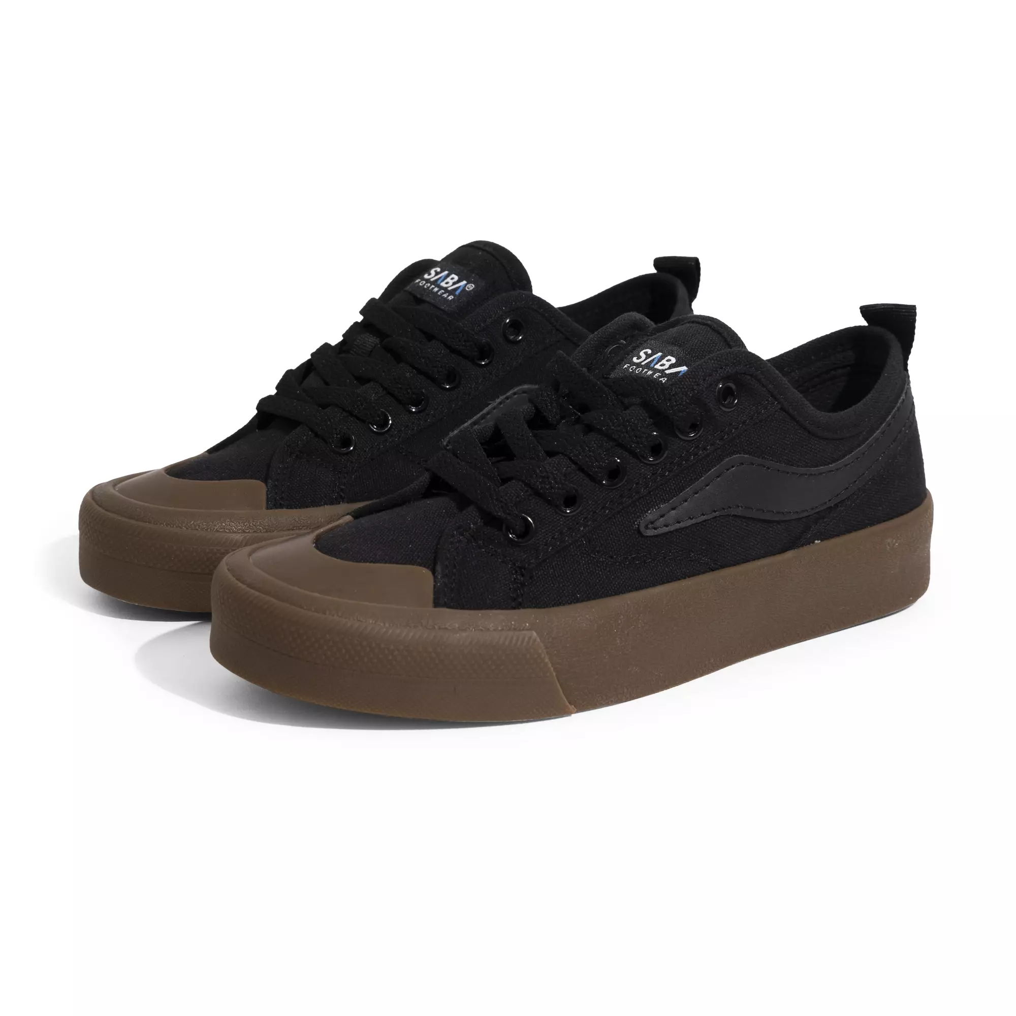 SABA Veron All Black Dark Gum - Sepatu Sneakers Casual Pria Wanita
