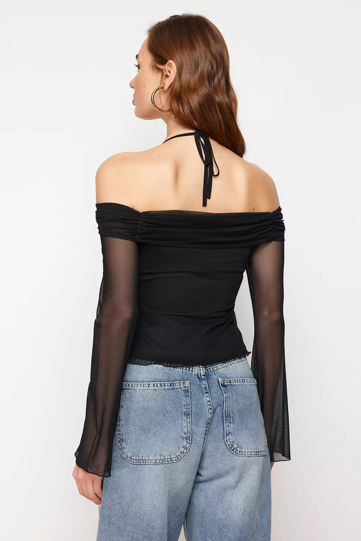 Knitted Blouse with Flared Sleeves