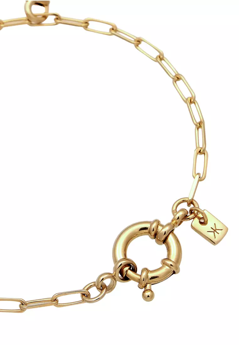 EXCLUSIVE Gelang Perhiasan Perak 925 Pria Smiling Face Long Link Chain Gold Plated