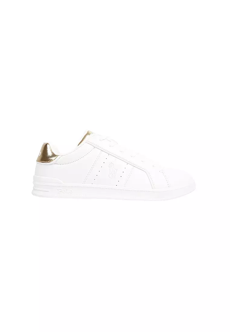 Discount on Polo Ralph Lauren  shoes - SKU: Heritage Court Iii Sneaker- White/Gold (591100)