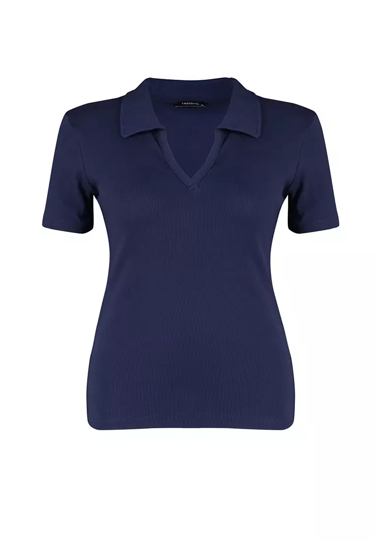 Plus Size Knitted Polo Shirt