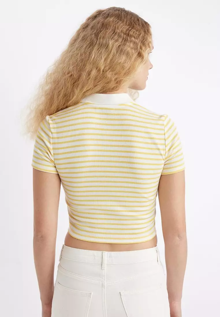 Polo Neck Ribbed Camisole T-Shirt