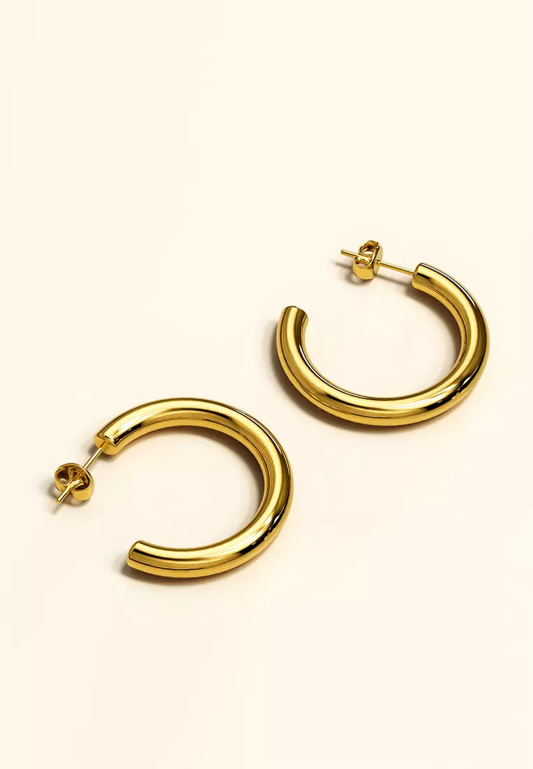 Erica Gold Hoop Earrings 30mm