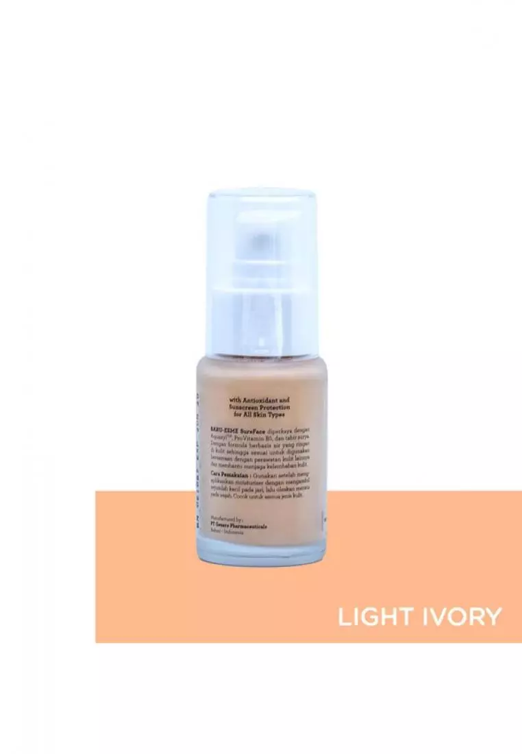 ERHA Esme Sureface Liquid Foundation Spf20/Pa++ Light Ivory 30G - Alas Bedak