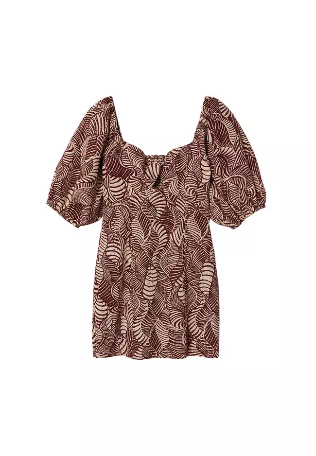 Printed Dress With Balloon Sleeves