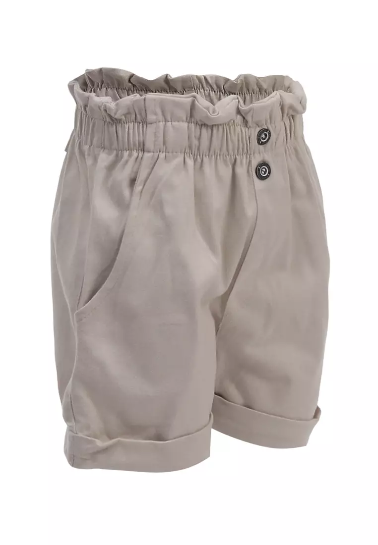 Milly Celana Pendek Anak Perempuan Short Chinos Motif Polos Pinggang Karet Material Cotton Twill ORIGINAL - Gray