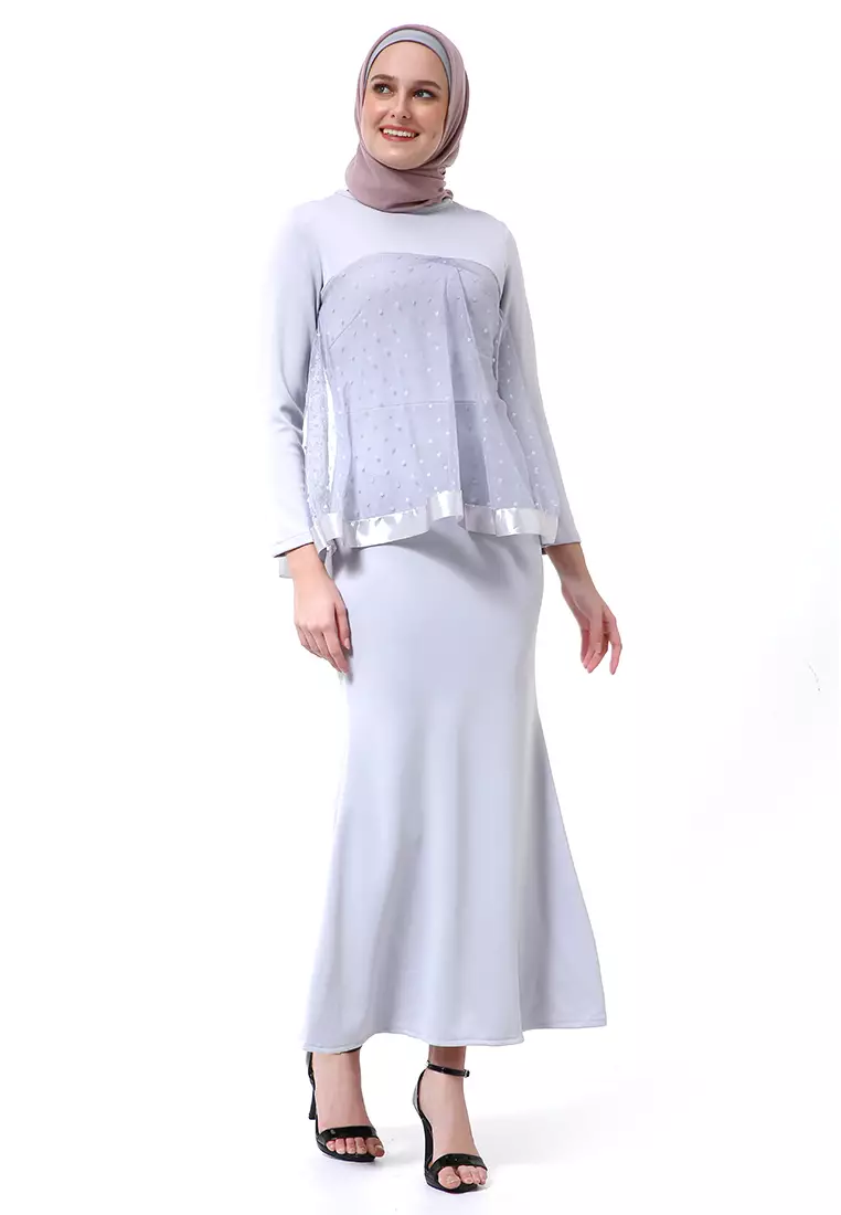 Gaun Model Duyung Fashion Muslimah Atasan Wanita Long Stlye Premium High Quality - Abu