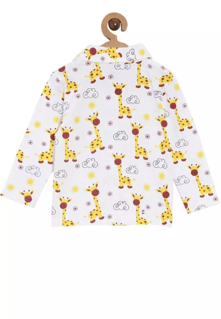The Mom Store Kids Pajama Set Pack Of 2 Tall as a Giraffe & Meow Meow - Multicolor