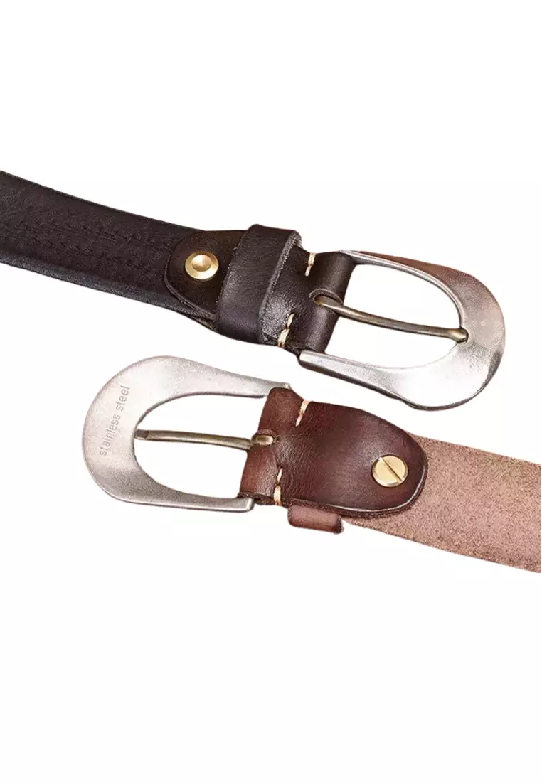 3.8CM wide retro personalized distressed leather belt