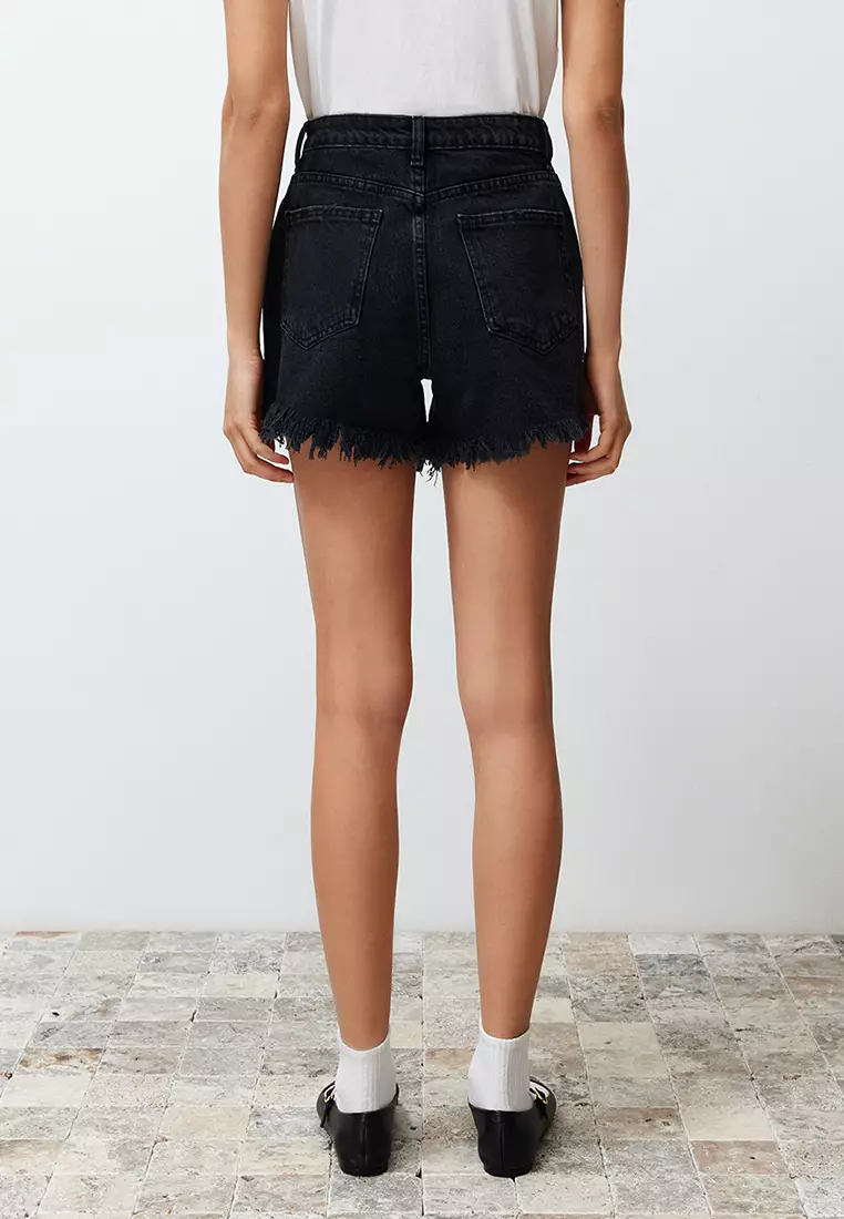 High Waist Ripped Denim Shorts