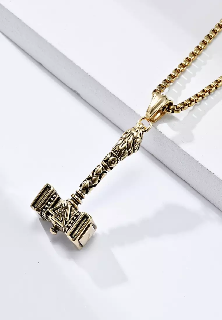 Gold discount mjolnir pendant