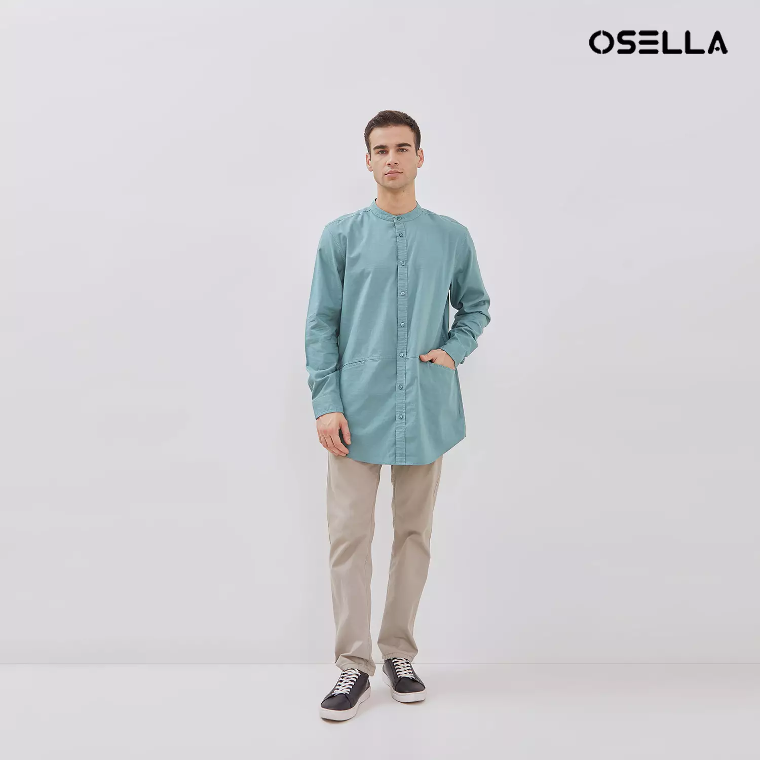[NEW] Osella Zayan Tunic Shanghai Collared Long Sleeve Shirt 20375209 | Kemeja Lengan Panjang Pria