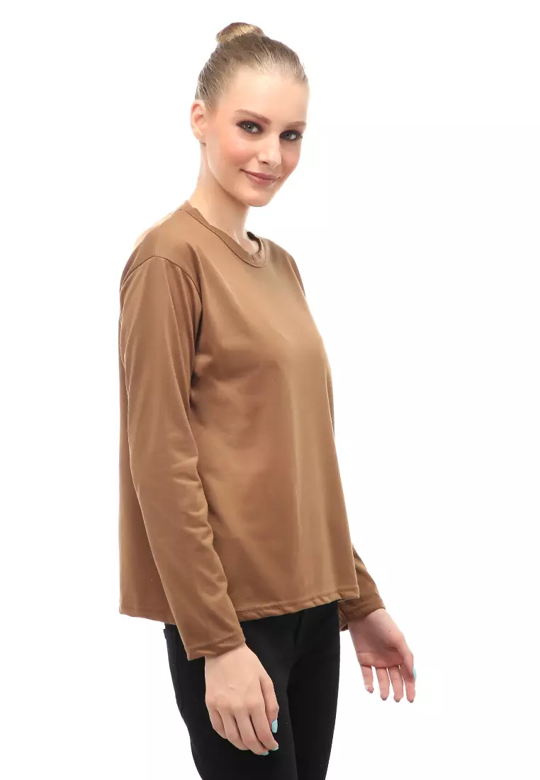 Dreama Kaos Oversized Long Sleeves Atasan Wanita Relaxed Fit - Mopan Polos