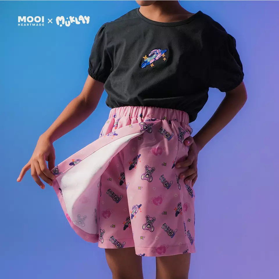 Mooi X Muklay Setelan Anak Perempuan Alena Skort Set - Black