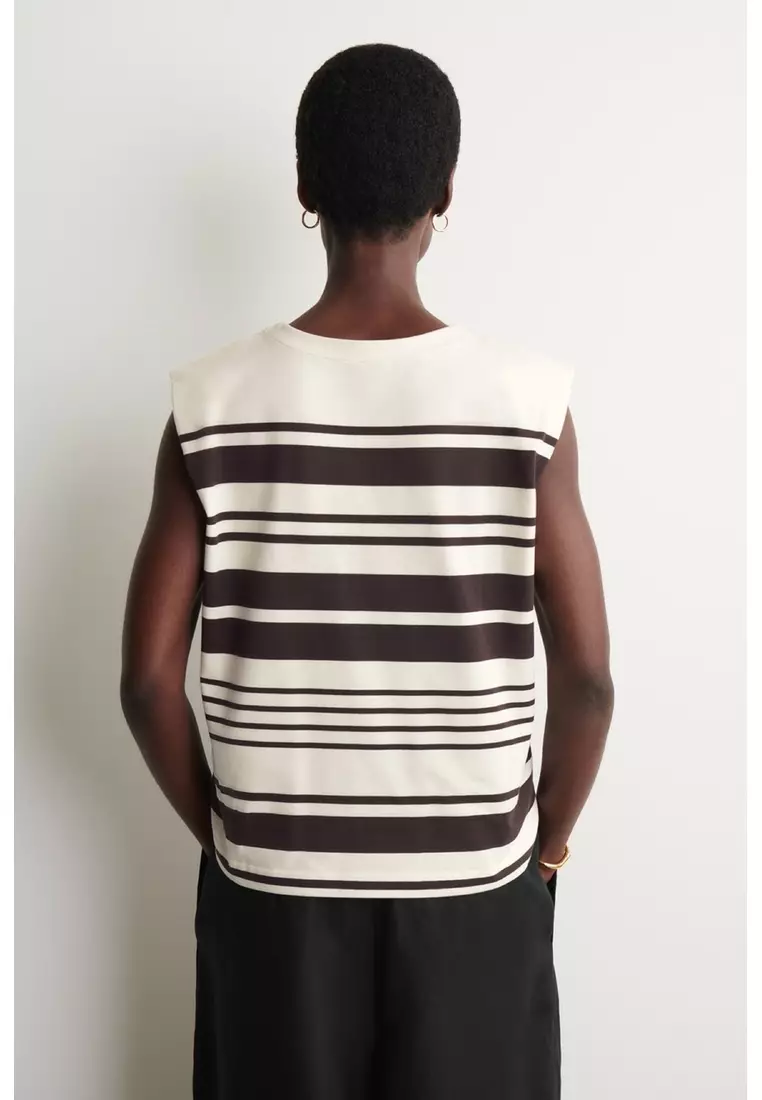 FOLDED-SHOULDER COTTON-JERSEY TANK TOP