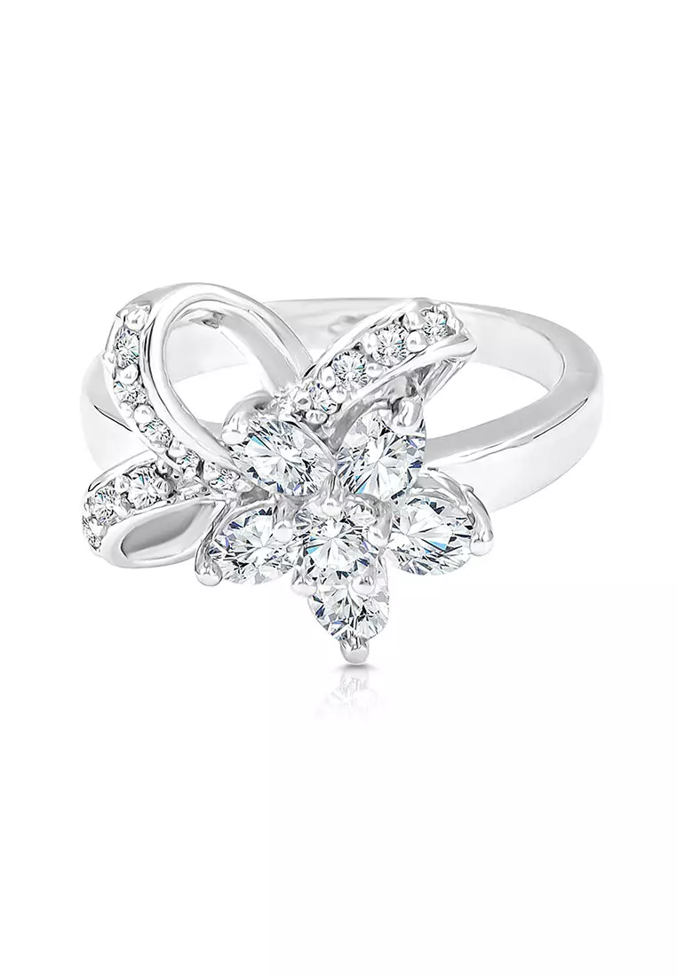 SO SEOUL Leilani Flower Intertwined Wreath Bouquet Diamond Simulant Zirconia Silver Ring