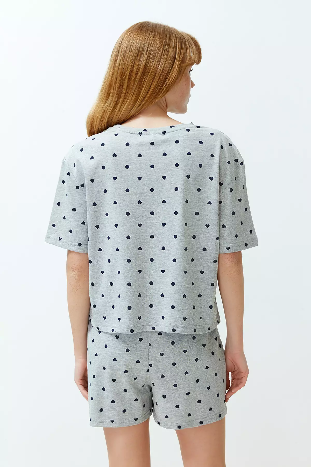 Hearts with Polka Dots Print Pyjamas Set