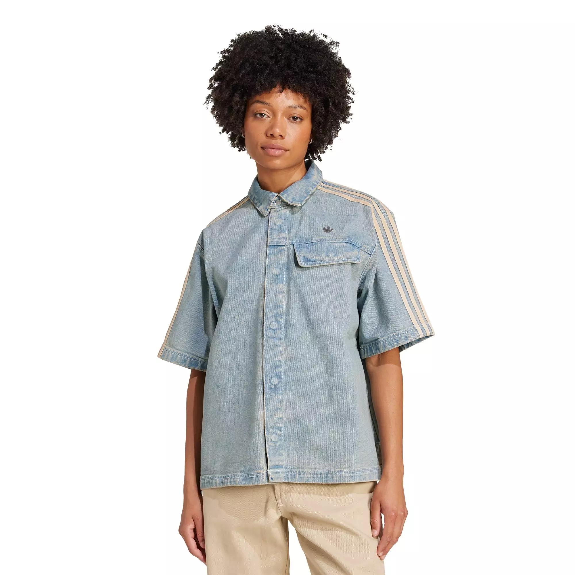 Lifestyle Premium Essentials Denim Shirt Shortsleeve Women Blue JY2871