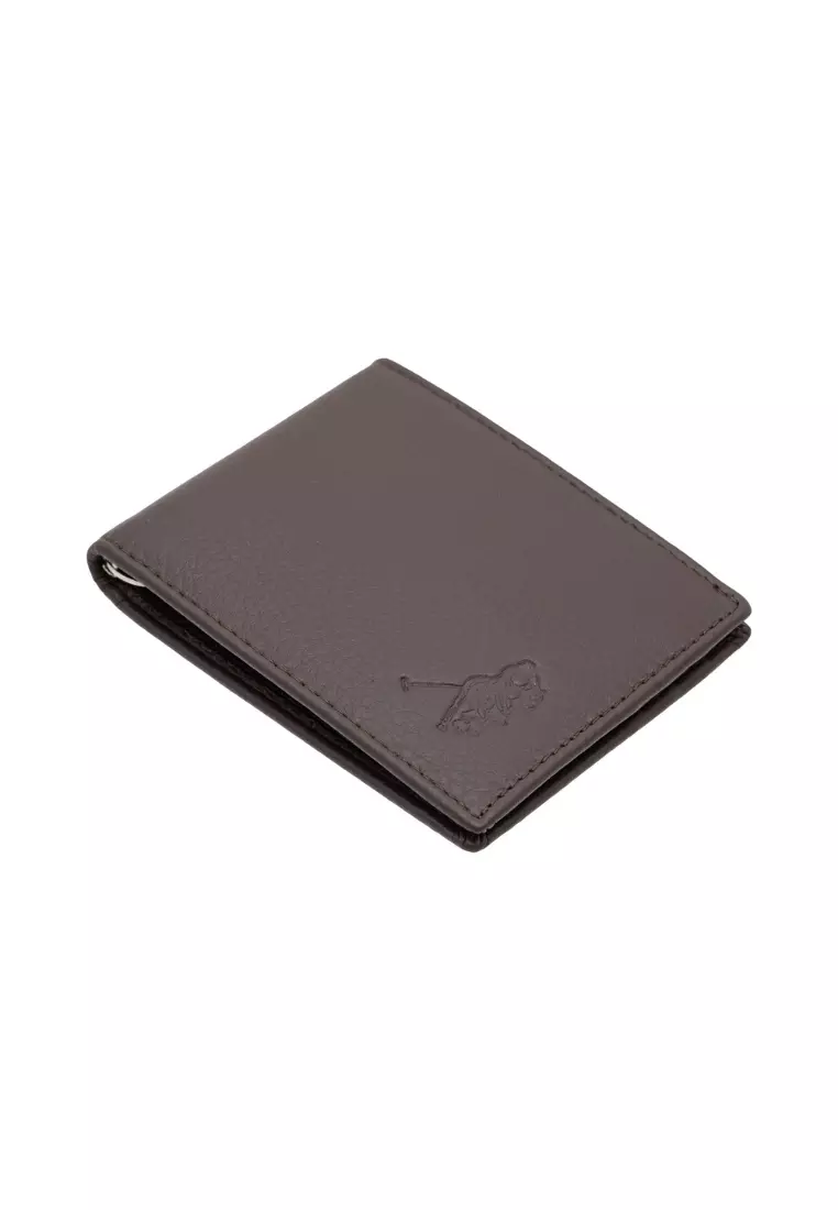 Top Grain Leather RFID Protection Money Clip Bifold Wallet with Bill Slot EWB 20958