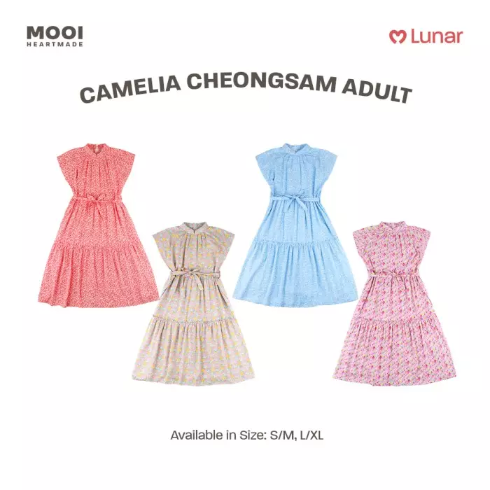 Mooi Dress Dewasa Lunar Collection Camelia Cheongsam Dress Adult - Pink Fushia