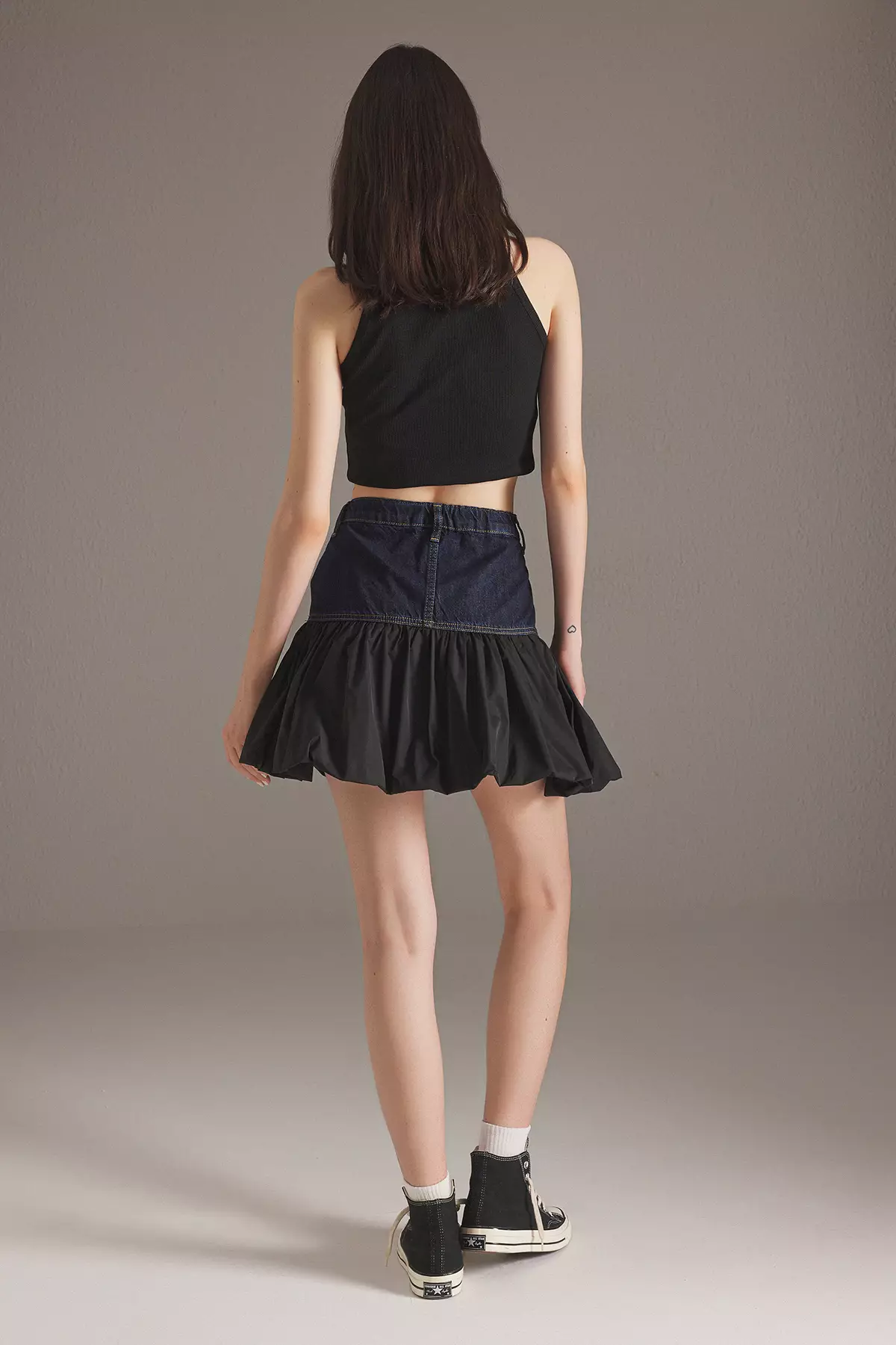 Blue Color Block Mini Denim Skirt TWOSS25ET00128