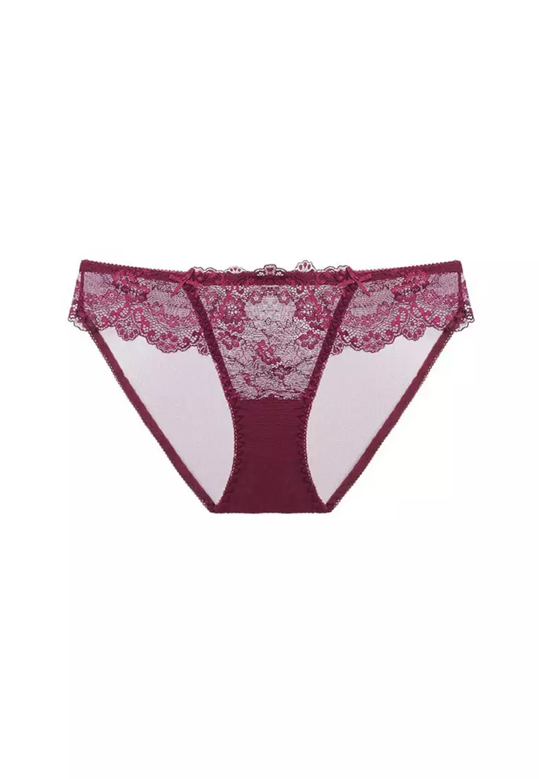 Buy ZITIQUE Push Up Padded Lace Lingerie Set (Bra And Panty) - Wine in Red  2024 Online