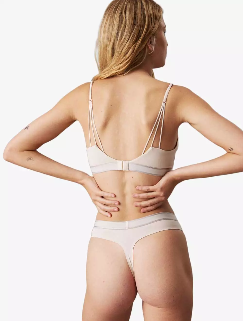 Calvin Klein Underwear - Tonal Logo Cotton Lightly Lined Triangle Bra - Cream - brown