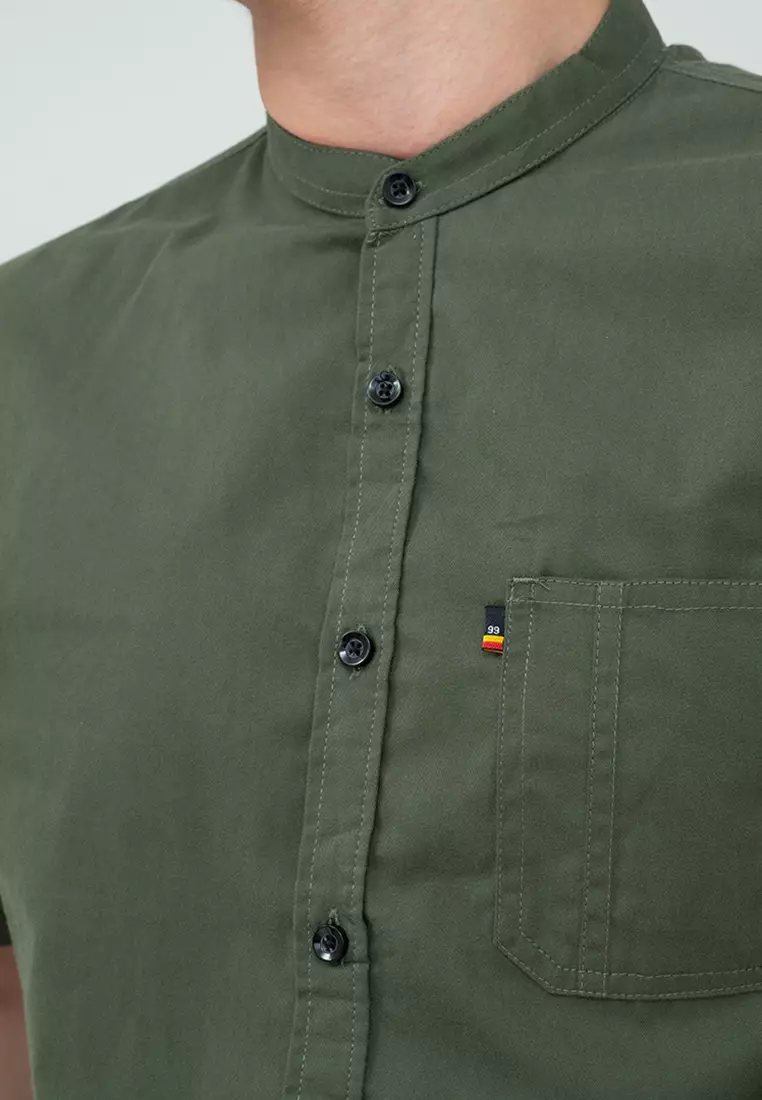 Houseofcuff Baju Koko Kemeja Lengan Pendek Pria Army