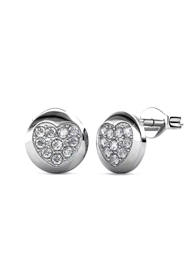 Her Jewellery Faith Heart Earrings White Gold Luxury Crystal Embellishments plated with 18K Gold