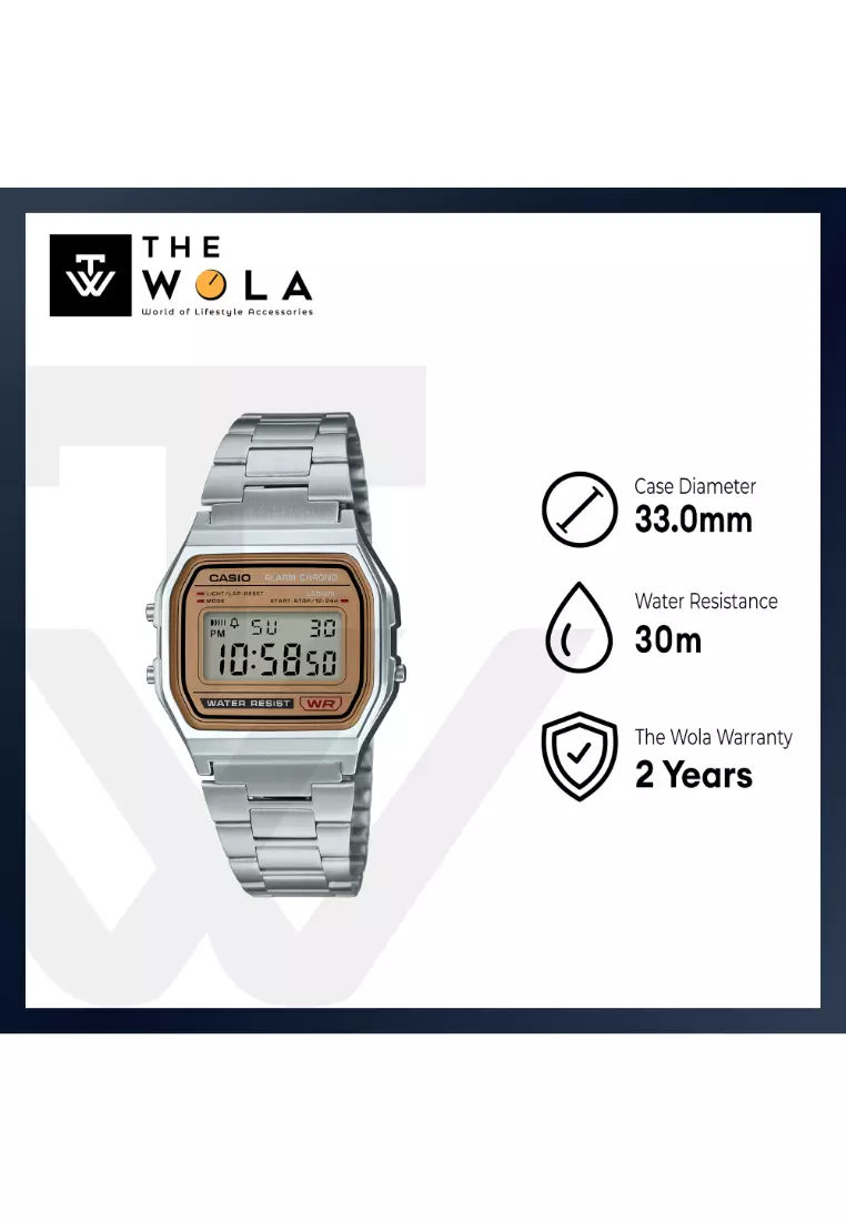 A158WEA-9 Unisex Digital Watch Stainless Steel Band