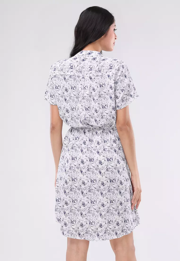 Woven Printed Soft Linen Short Sleeve Dress