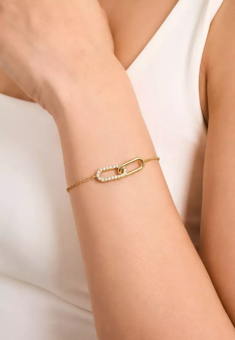 Adessa Interlocking Chain with 5A Cubic Zirconia Bracelet in Gold