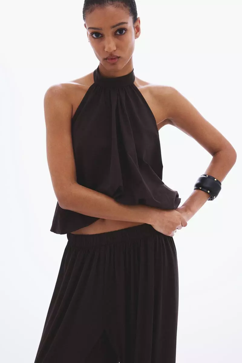Bubble-hem halterneck top